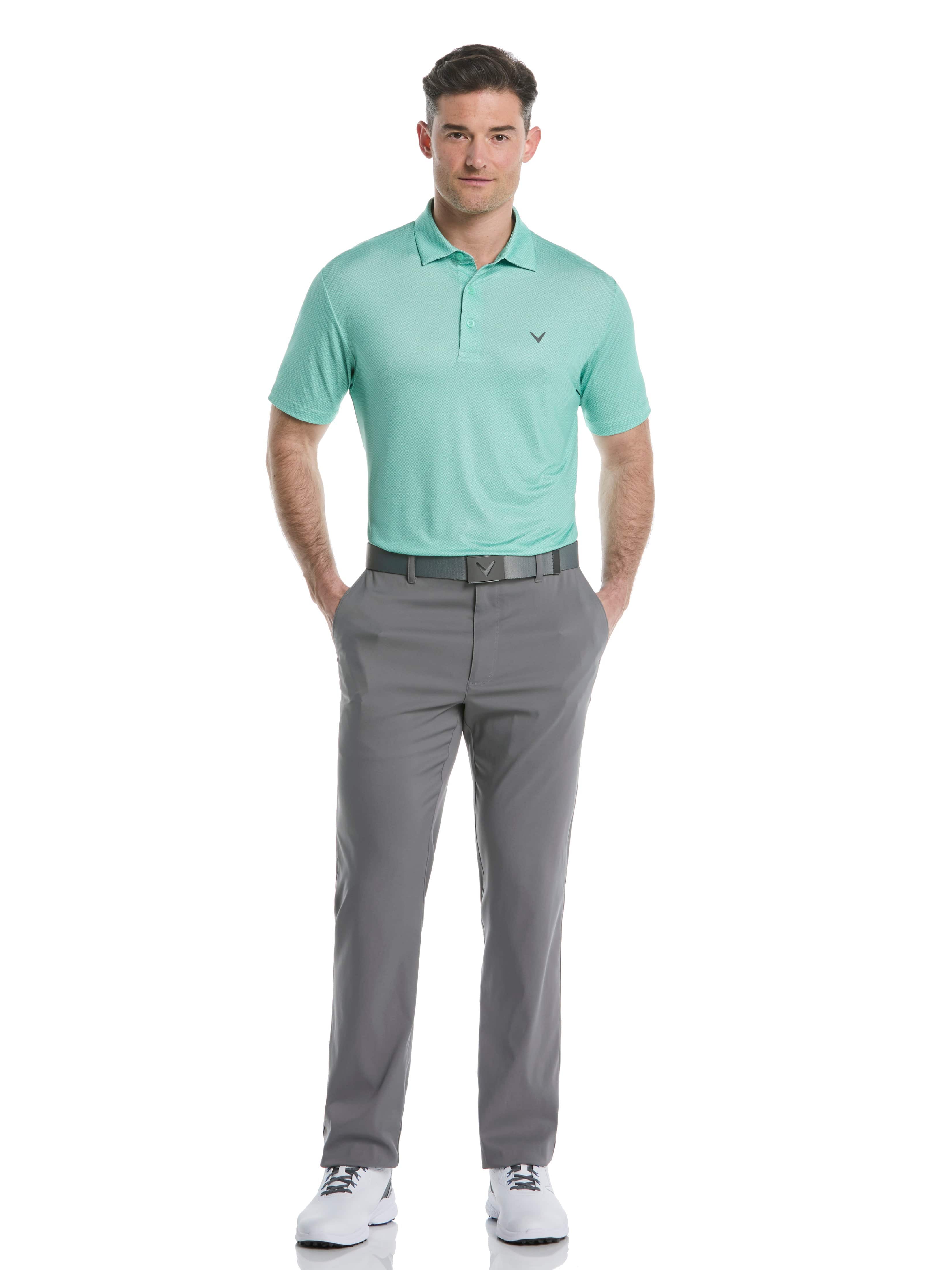 Men's Heather Geo Print Golf Polo Shirt - Breathable & Stylish for Golf, Casual Wear & Outdoor Activities