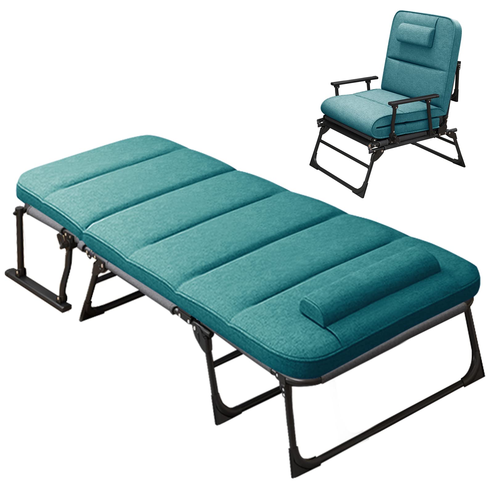 Slsy Foldable Guest Bed with Mattress - Cot Size Folding Bed for Adults, Portable Hideaway Cot with Adjustable Positions - Perfect for Home, Office, Camping & Travel Use