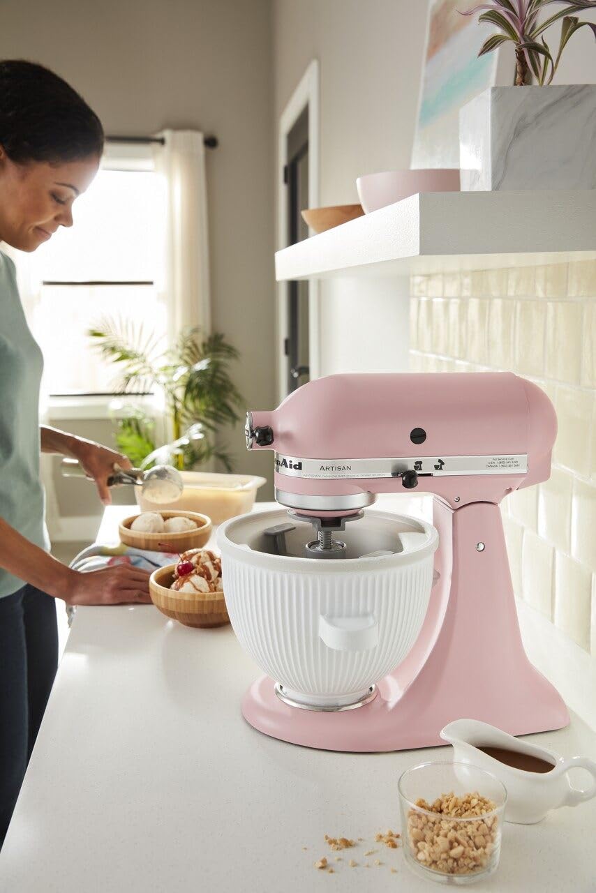 KitchenAid 7 Quart Bowl-Lift Stand Mixer with Ice Cream Maker Attachment - Contour Silver & White - Professional Baking & Dessert Making for Home Cooks & Bakers - Perfect for Cakes, Cookies, Dough & Homemade Ice Cream