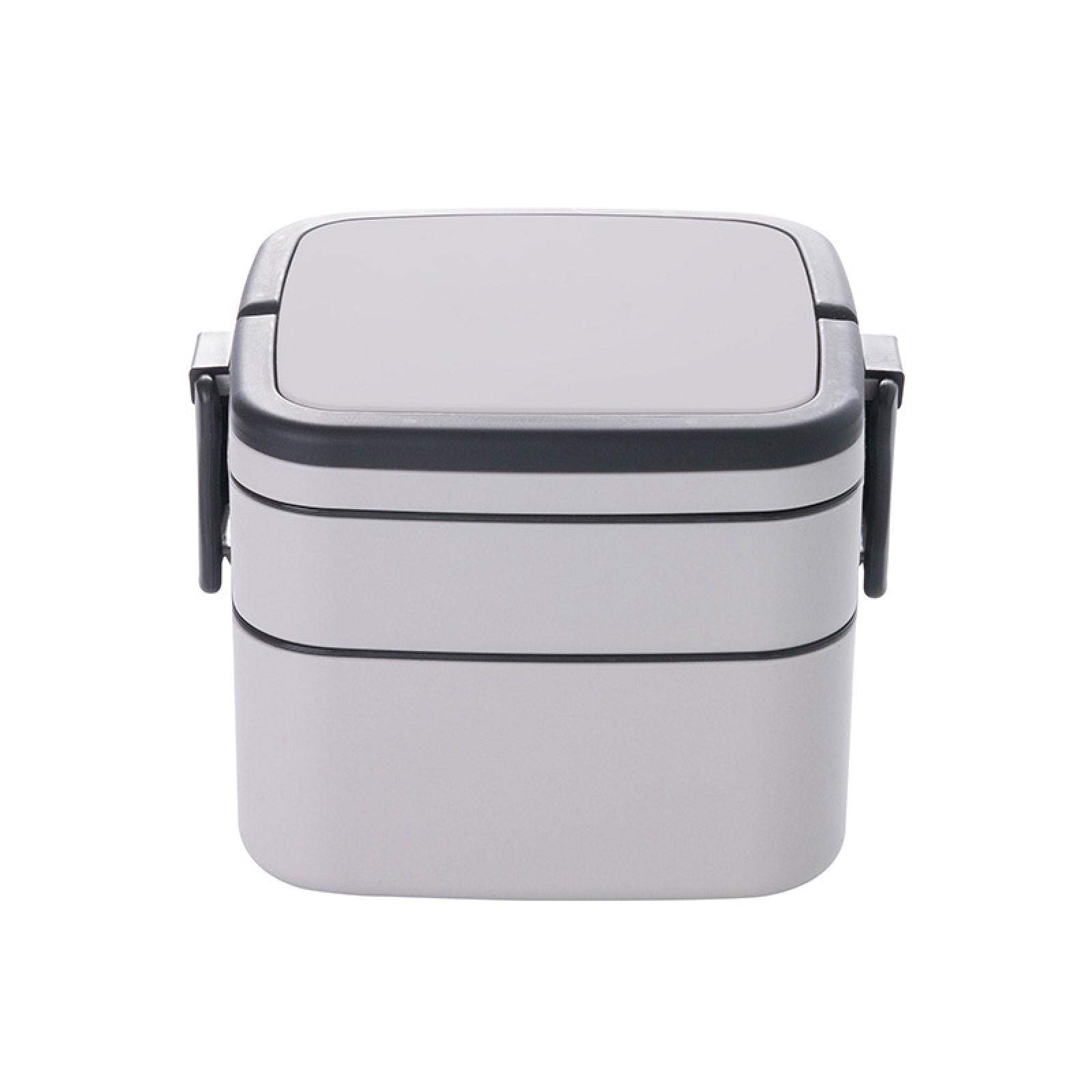 Double-Layer Bento Lunch Box with Lid - Microwave Safe, Leak-Proof & Durable for Office, School & Picnics - Light Gray Eco-Friendly Food Container