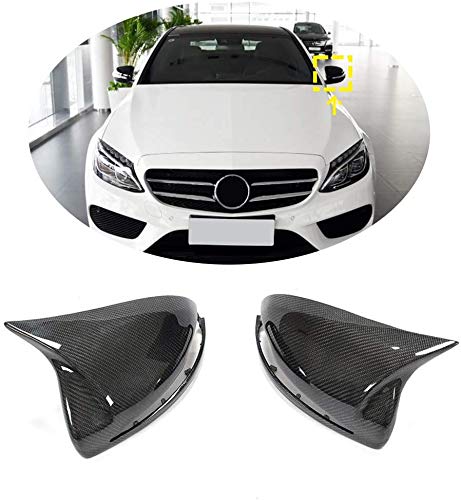 Carbon Fiber Mirror Covers for Mercedes Benz W205 C43 C63 AMG Sedan (2015-2018) - Replacement Side Rearview Mirror Caps for C180 C200 C250 C300 - Exterior Shell Pair (LHD) - Perfect for Car Upgrades & Customization