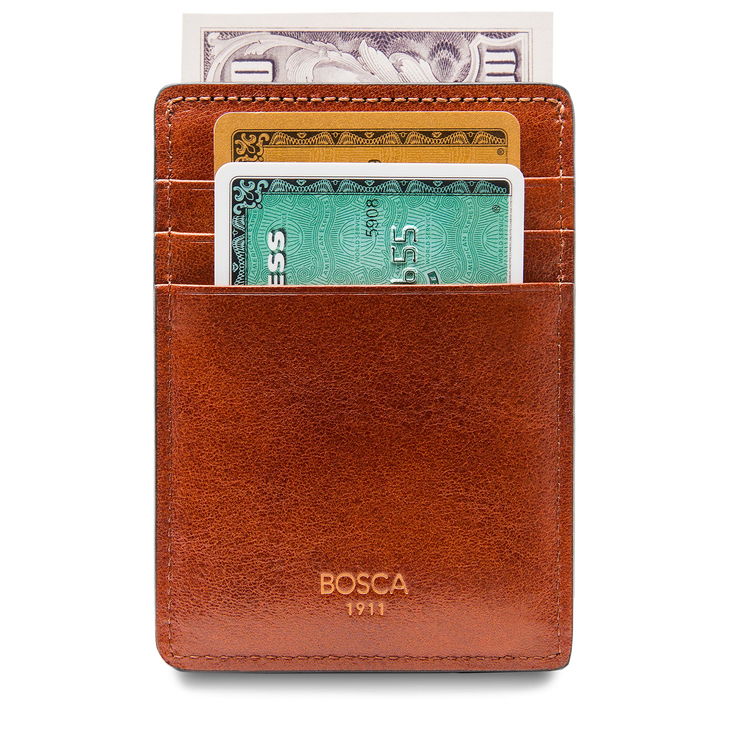 Premium Men's Leather Card Holder Wallet with Magnetic Money Clip - 3 Card Slots & Top Loading Cash Pocket - Full Grain Tanned Leather for Front Pocket Carry - Gift Ready Packaging in Amber Brown - Perfect for Everyday Use, Business Travel & Minimalist Lifestyle
