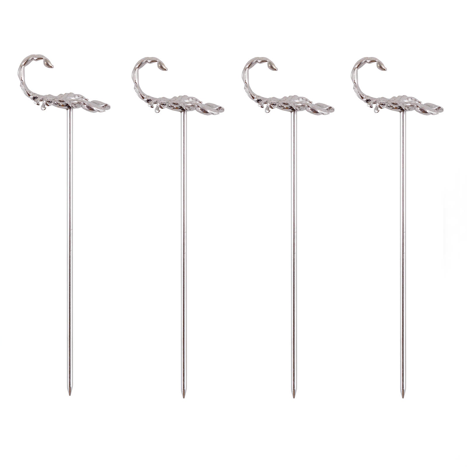 BarConic® Premium Stainless Steel Scorpion Cocktail Picks - Set of 4 - Elegant Drink Garnish for Cocktail Parties, Home Bars & Special Occasions