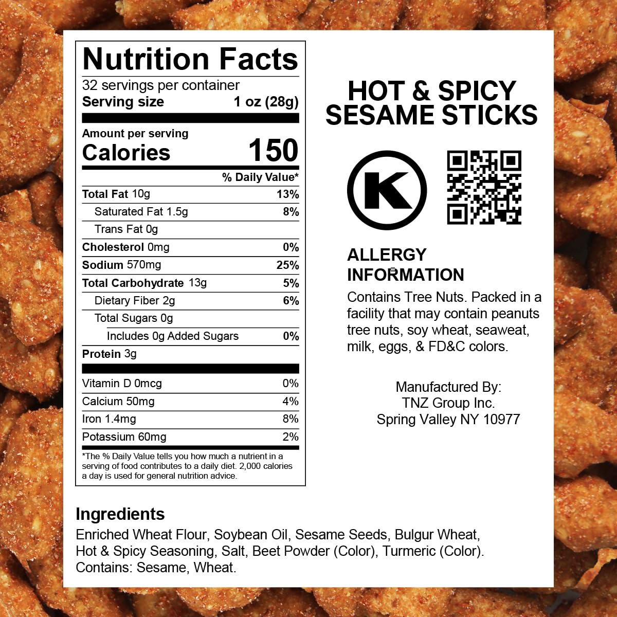 Spicy Sesame Sticks - Hot & Salty Snack for Office & On-the-Go (2LB)