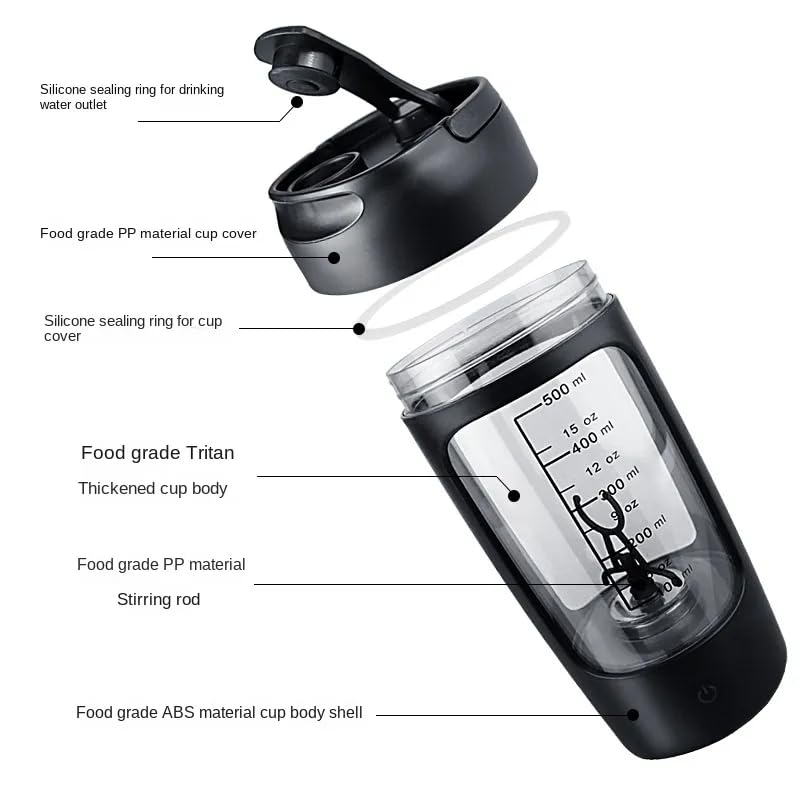 Premium Electric Portable Protein Shaker Bottle 650ml - Tritan BPA-Free Rechargeable Blender with Free Protein Powder Cup | Perfect for Gym, Sports & On-The-Go Nutrition | Smoothie Mixing & Post-Workout Recovery (Pearl White)