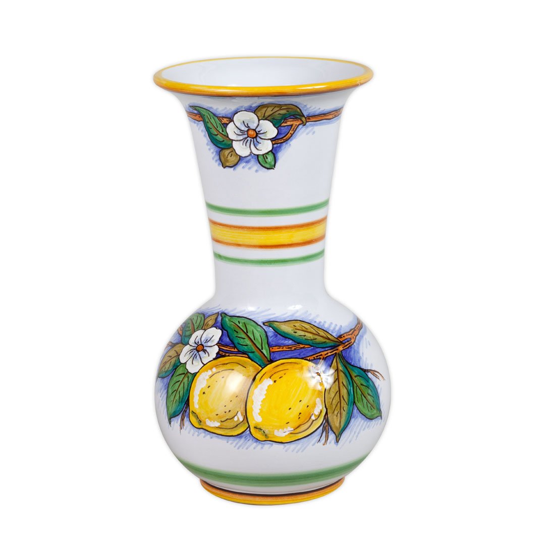 Hand Painted Deruta Ceramic Vase - Italian Limone Design - Authentic Italian Pottery - Perfect for Home Decor & Wedding Centerpieces