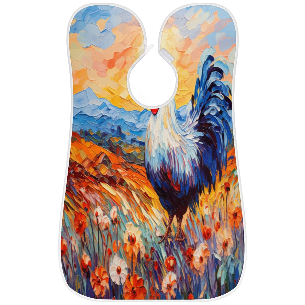 Colorful Rooster Beard Shaving Bib for Men - Waterproof Hair Dye Apron & Barber Cape for Haircut, Beard Trimming & Makeup - Sink Hair Catcher & Styling Tool for Salon & Home Grooming