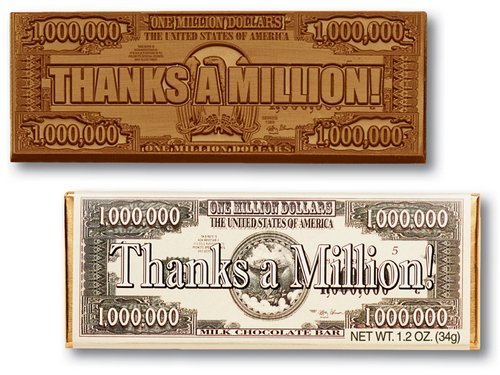 Premium Chocolate Bars - Pack of 50 Individually Wrapped 'Thanks A Million' Gifts for Appreciation, Holidays & Corporate Events