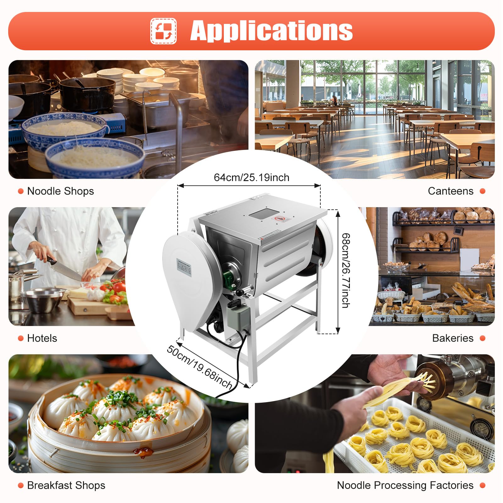 Commercial Stainless Steel Electric Dough Mixer - 110V 60HZ Heavy Duty Countertop Mixer with 33 Lbs Capacity for Bakeries, Restaurants & Home Baking - Perfect for Bread, Pizza Dough & Pastry Making