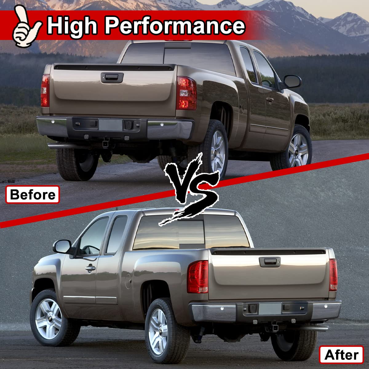 Nixon Offroad LED Tail Lights for Chevrolet Silverado 1500/2500HD/3500HD (2008-2014) - Chrome Housing with Red Lens - Direct Replacement Rear Lamp Assembly (1 Pair) - Perfect for Off-Roading, Truck Upgrades & Night Driving Safety