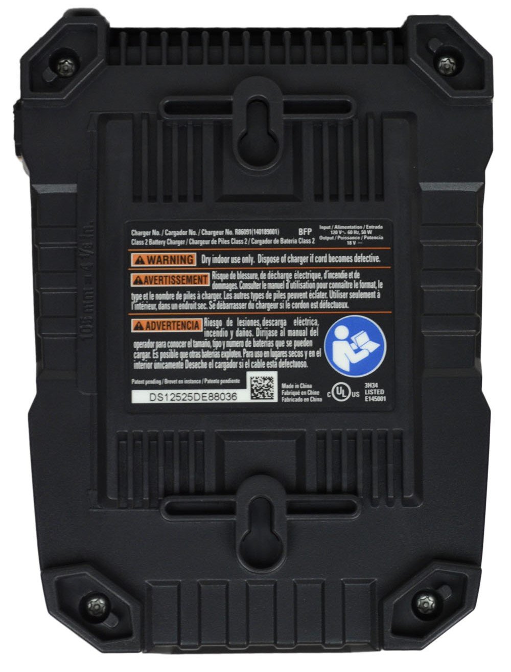 Ridgid R86091 18V NiCd/Li-Ion Dual Chemistry Cordless Tool Battery Charger (Bulk Packaged) - Fast Charging for Drills, Saws & Power Tools - Workshop & Job Site Use