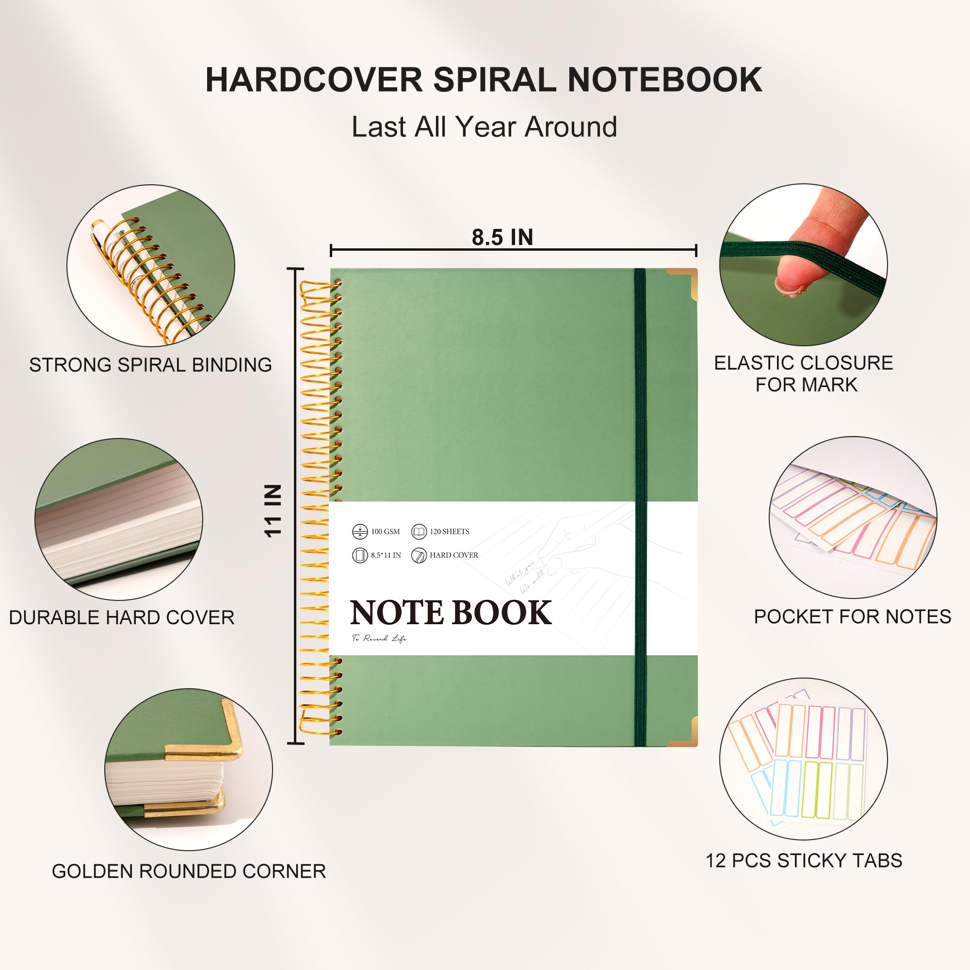 Premium A4 Hardcover Spiral Notebook - 8.5