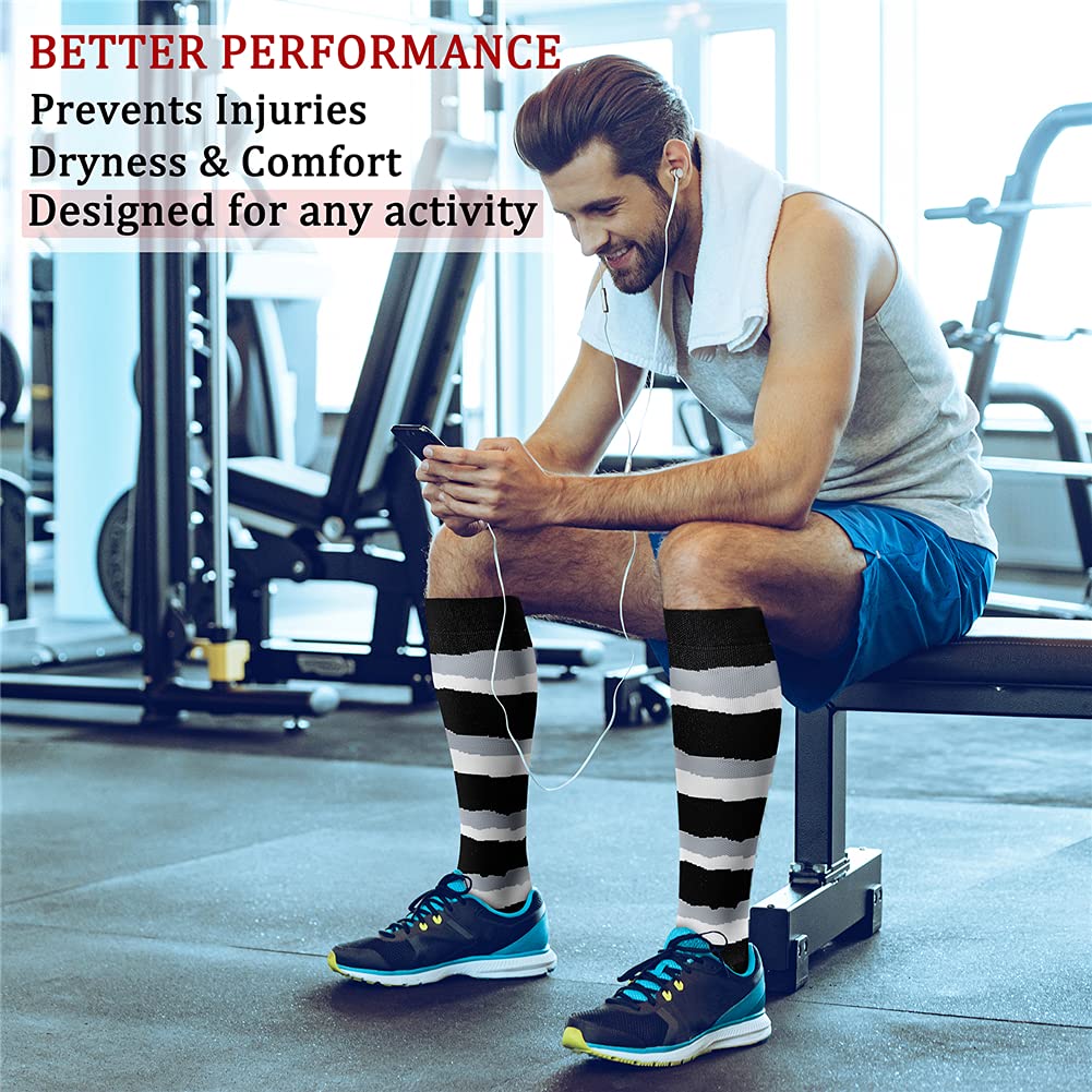CHARMKING 15-20 mmHg Compression Socks for Women & Men - 8 Pairs Circulation Support Socks for Running, Hiking, Travel & Nurses - Best Athletic Performance & Recovery Socks