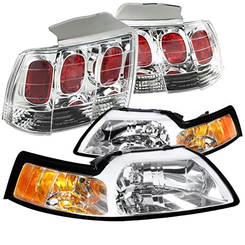 Spec-D Tuning Clear LED Headlights + Rear Brake Parking Lamps Tail Lights for Ford Mustang 2005-2023 - Upgrade Your Ride with Enhanced Visibility & Style (Perfect for Night Driving & Car Shows)