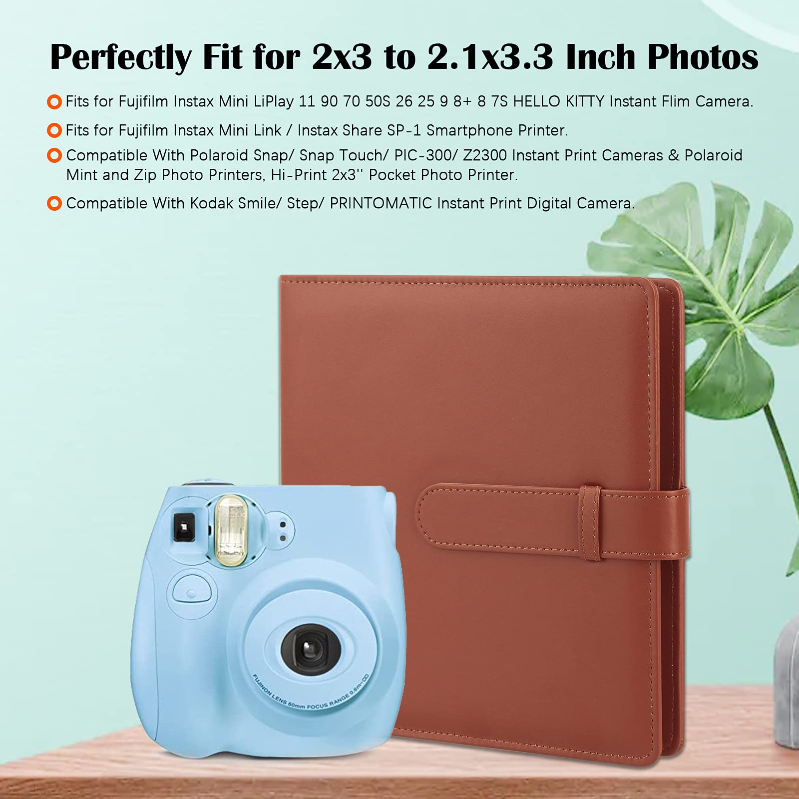 2-Pack 256 Pockets Photo Album for Fujifilm Instax Mini LiPlay 11/90/70/50S/26/25/9/8+/8/7S & Mini Link SP-1 Printer - Compatible with Polaroid Snap/SnapTouch/PIC-300/Z2300/Mint Zip Instant Cameras - Perfect for Travel, Parties, and Memory Keeping