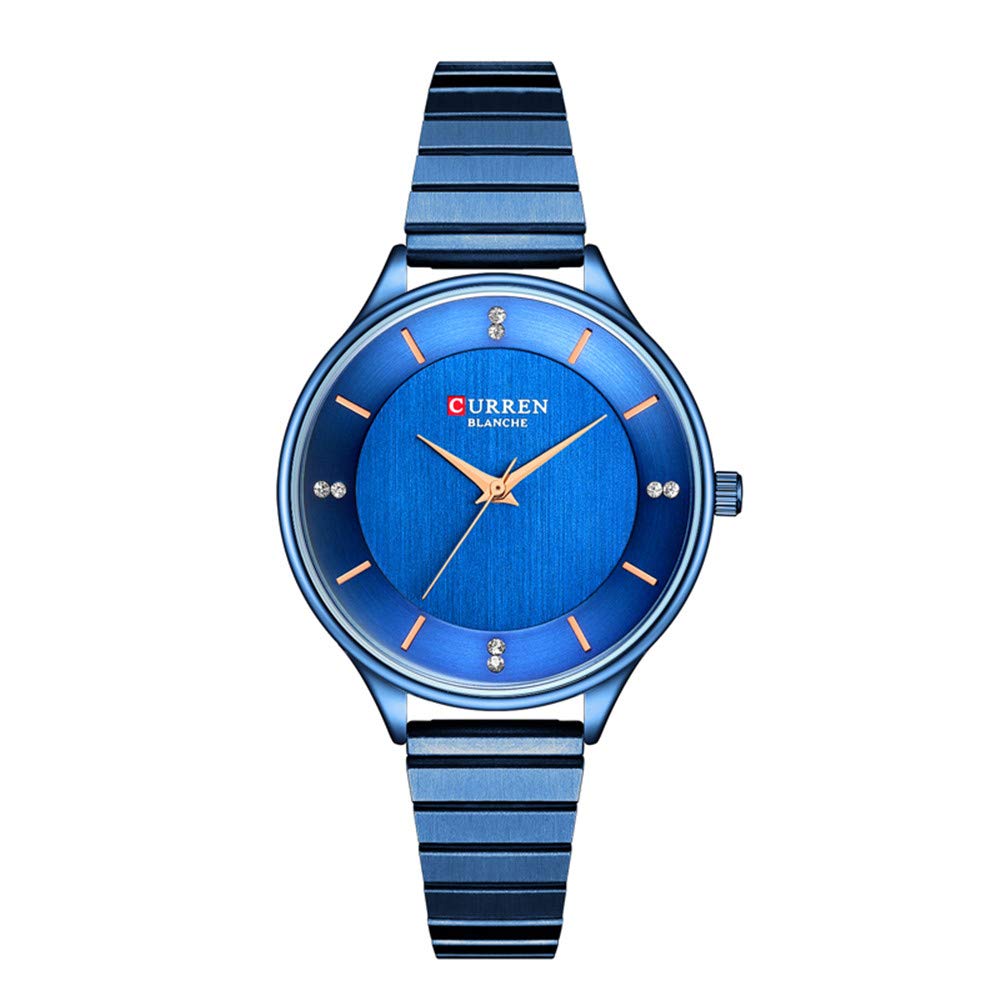 Women Watches, CURREN Quartz Analog Calendar Wrist Watch for Women, Fashion Waterproof Stainless Steel Band - Blue, Perfect for Office, Party & Everyday Wear