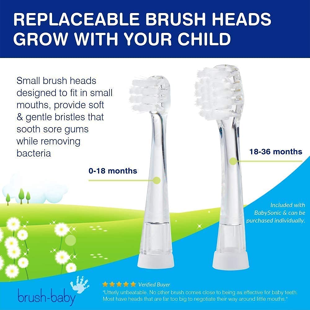 BabySonic Electric Toothbrush for Babies & Toddlers 0-3 Years - Soft Bristles, Suction Cup Base, 2-Minute Timer, Waterproof Design - Perfect for Gentle Oral Care & Early Brushing Habits Development
