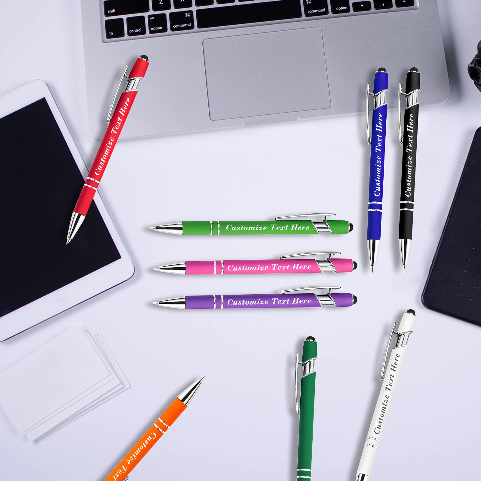 84-Pack Personalized Ballpoint Pens with Stylus Tip - Custom Engraved Name/Message/Logo - Medium Point Black Ink - Perfect for Weddings, Graduations, Birthdays & Christmas Gifts - Office, School & Business Promotional Use