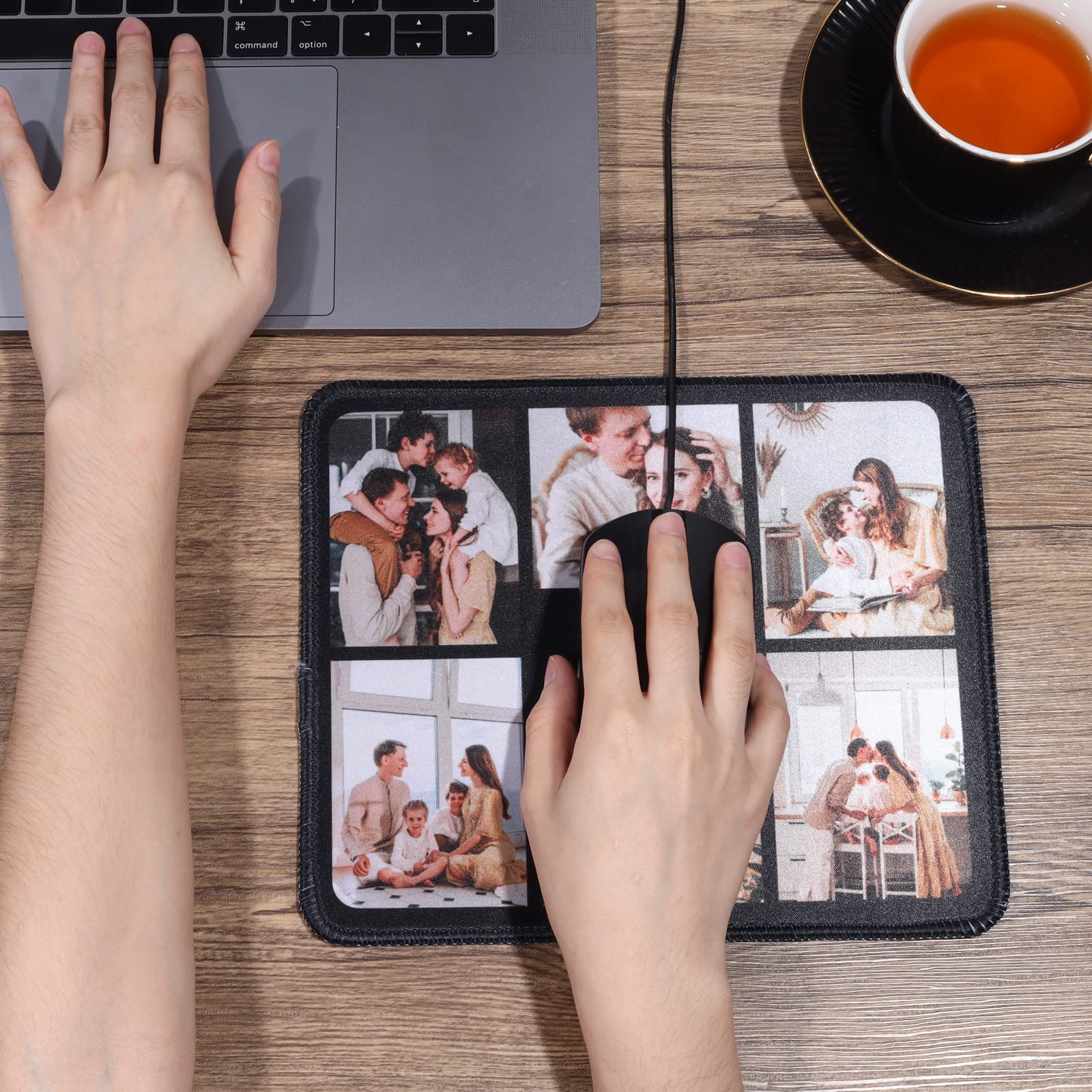 Custom Photo Mouse Pad - Personalized with Your Picture & Text - Non-Slip Gaming & Office Desk Accessory for Computer, Laptop, PC Users (Black)