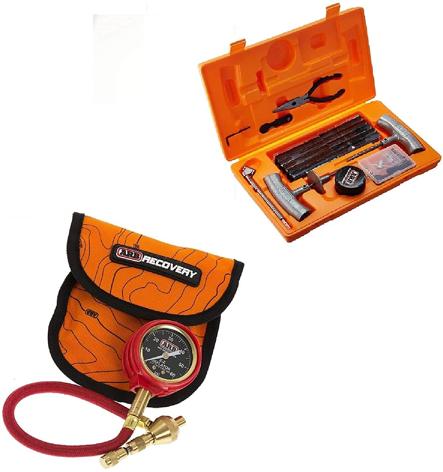 ARB ARB505 E-Z Tire Pressure Deflator Gauge Kit with ARB 10000011 Speedy Seal Tire Repair Kit - Off-Road, 4x4 & Emergency Tire Repair Solution for Jeep, Truck & SUV Adventures