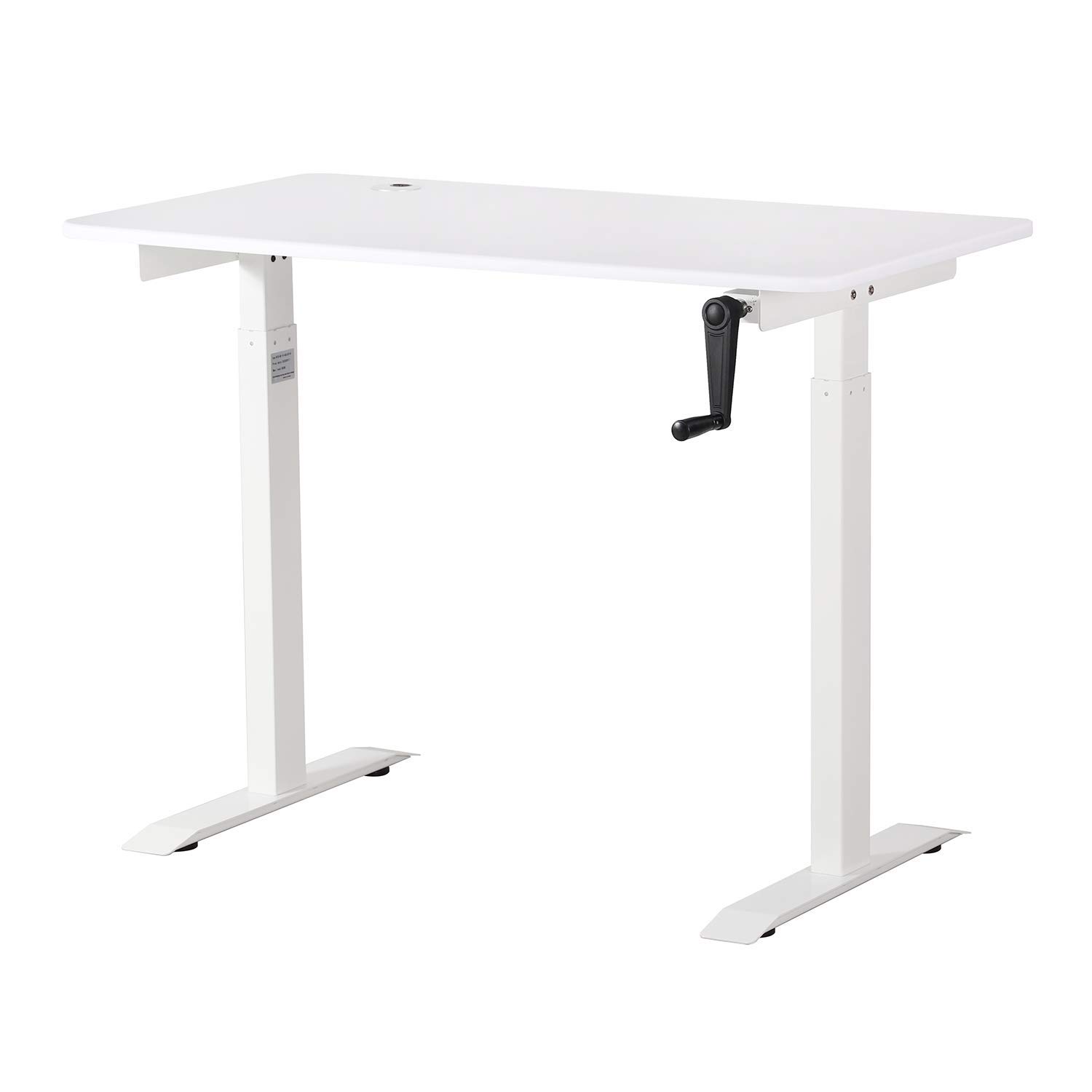 UNICOO - Adjustable Height Standing Desk, Sit to Stand Home Office Desk, Ergonomic Computer Table with Crank, Portable Writing & Study Desk (White Top/White Frame) - Perfect for Remote Work, Gaming & Small Spaces