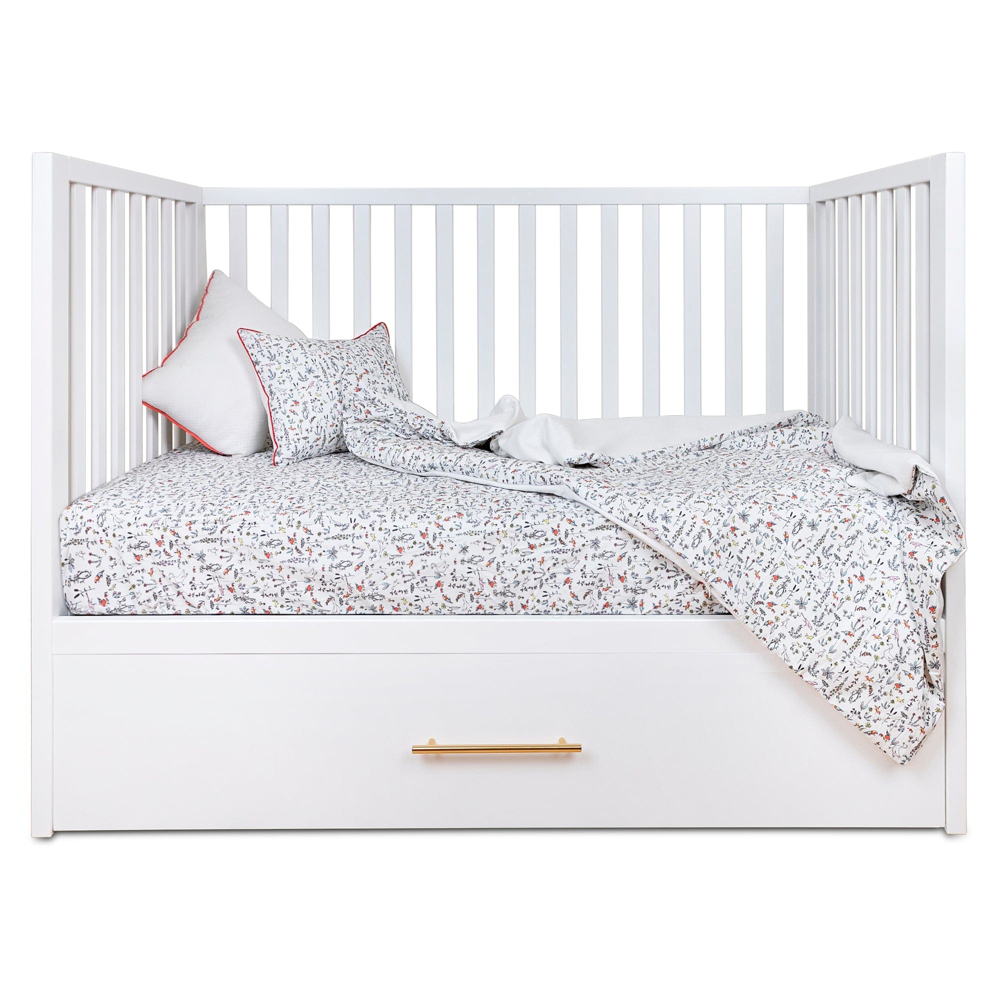 Hush Crib with Trundle & Custom Fabric Mattress - Convertible Baby Bed for Nursery, Guest Room & Small Spaces - Perfect for Newborns, Toddlers & Sleepovers