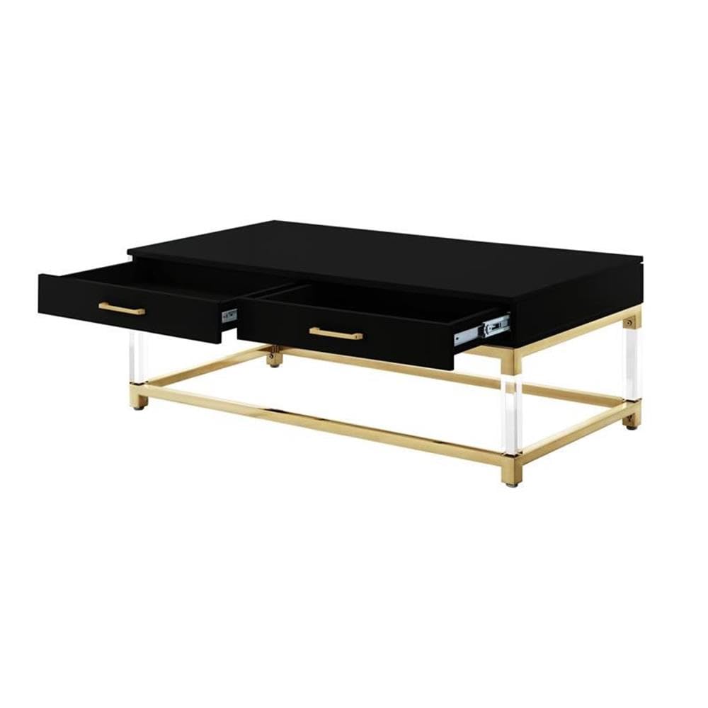 Black/Gold Posh Briar Metal Coffee Table with Acrylic Legs - Living Room Decor
