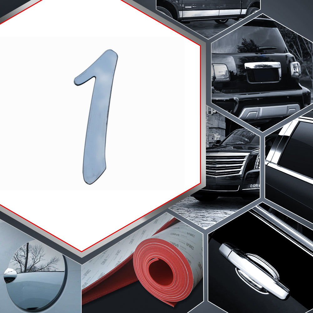1 PC Stainless Steel Number Decal - Universal Fit for Cars, Trucks & Motorcycles - Durable Metal Emblem for Vehicle Customization & Personalization
