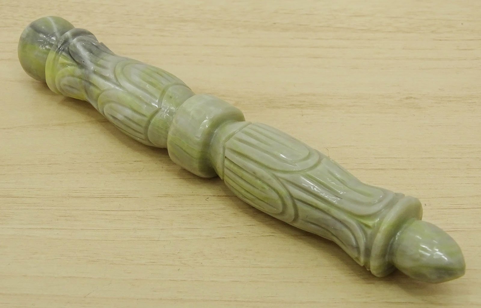 Hand Carved Serpentine Stone Massage Pencil - Natural Energy Balancing Wand for Reiki Healing, Meditation & Stress Relief - Perfect for Holistic Therapy & Chakra Alignment