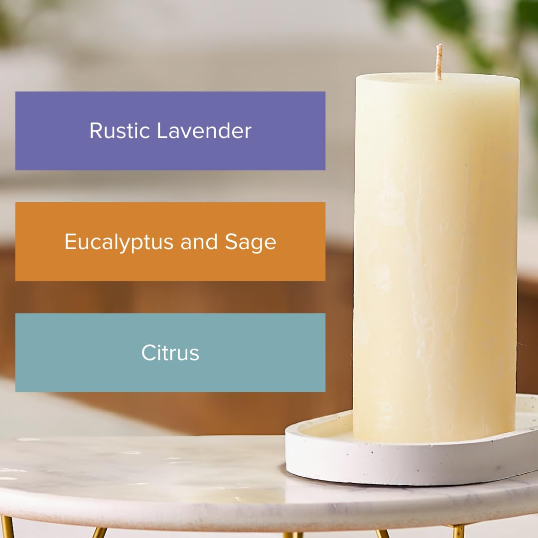 Simply Soson 3x6 Inch Ivory Scented Candles Set of 3 - Eucalyptus Sage, Citrus, Rustic Lavender - Home Aromatherapy Decor for Relaxation, Meditation & Gift Giving
