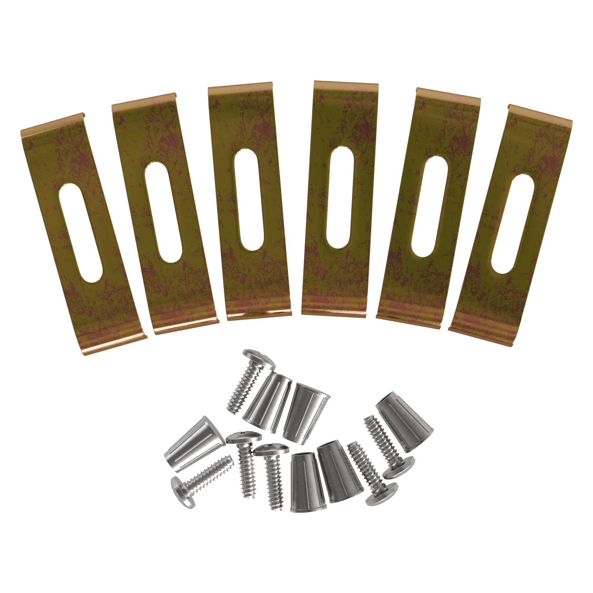 Stainless Steel Undermount Kitchen Sink Clips Set - 6 Pack with Screws & Anchors (Model 6011-11) - Secure Installation for Drop-In Sinks - Perfect for Home Kitchen Remodeling & DIY Projects
