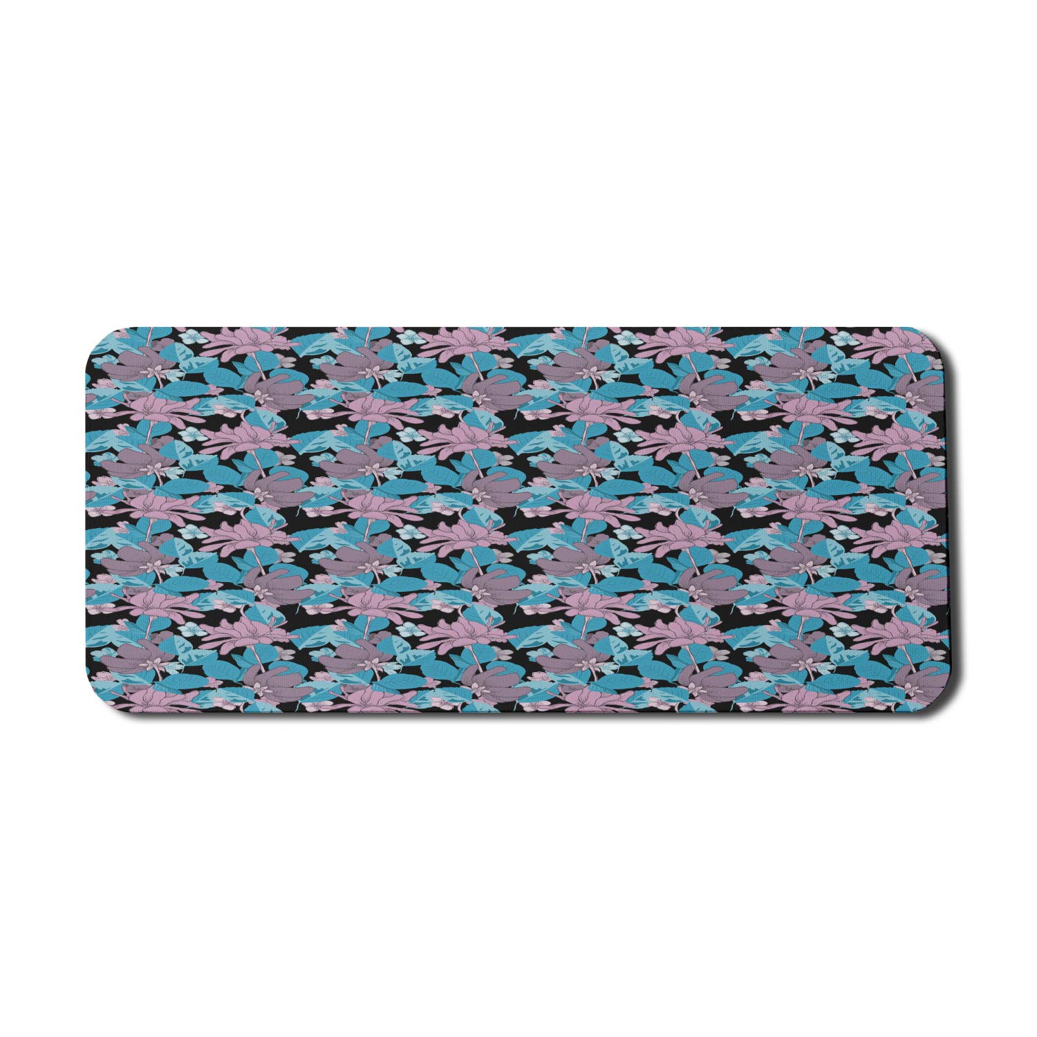 Ambesonne Floral Computer Mouse Pad - Tropical Pattern with Spring Petals & Leaves on Dark Background - Non-Slip Rubber Gaming Mousepad (35