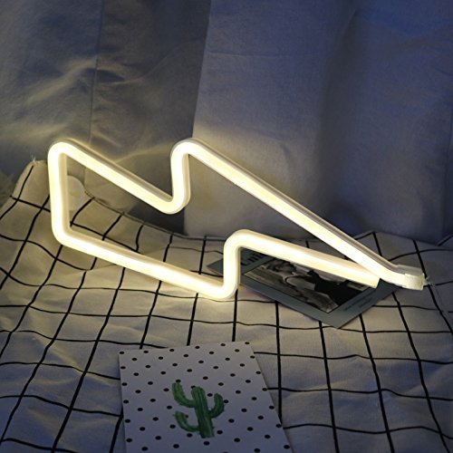 LED Neon Lightning Bolt Wall Sign - Indoor Neon Light Decor for Bedroom, Party, Wedding, Birthday - Perfect Night Lamp & Unique Gift for Kids, Valentine's Day, Christmas - Home, Bar, Cafe, Game Room Decor