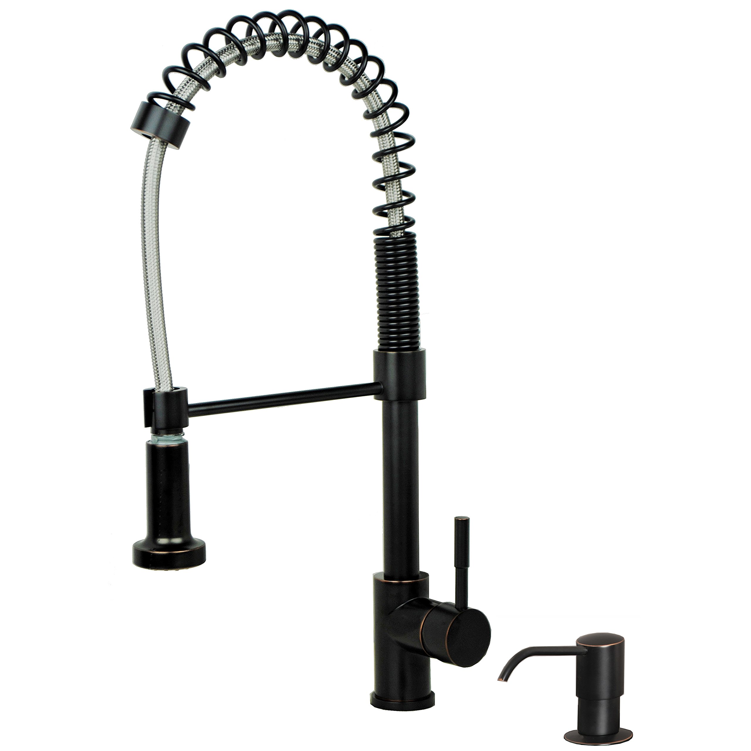 Laguna Brass 1131TB 21-Inch Single Handle Pull-Down Kitchen Faucet with Soaper Dispenser - Oil Rubbed Bronze Finish for Modern Farmhouse & Rustic Kitchens