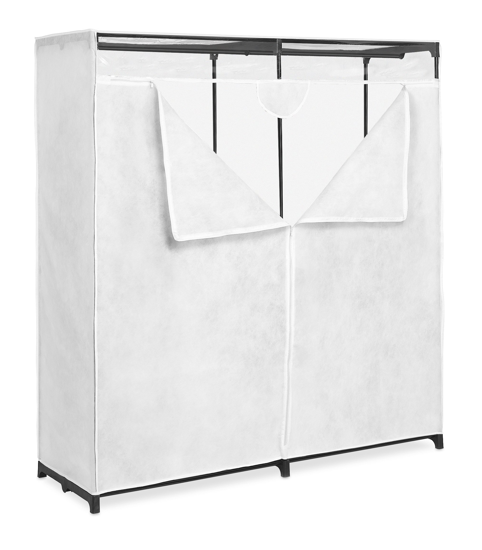 Whitmor Extra Wide 60-Inch Clothes Closet Organizer - White | Freestanding Wardrobe Storage for Bedroom, Closet & Dorm Organization