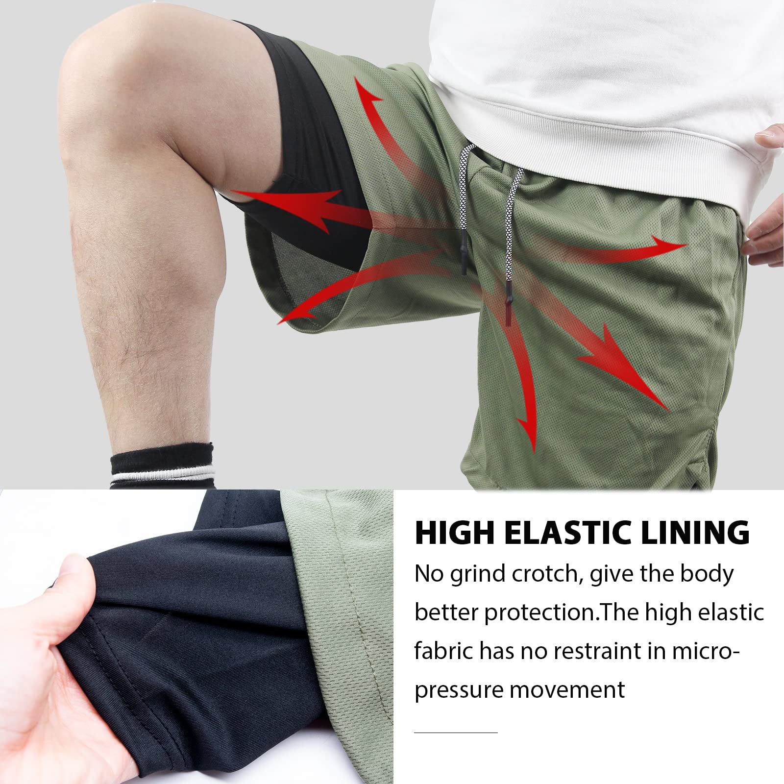 **Aptoco Men's 2-in-1 Gym Shorts - Quick-Dry Running & Workout Shorts with Pockets - Perfect for Training, Jogging & Outdoor Activities**