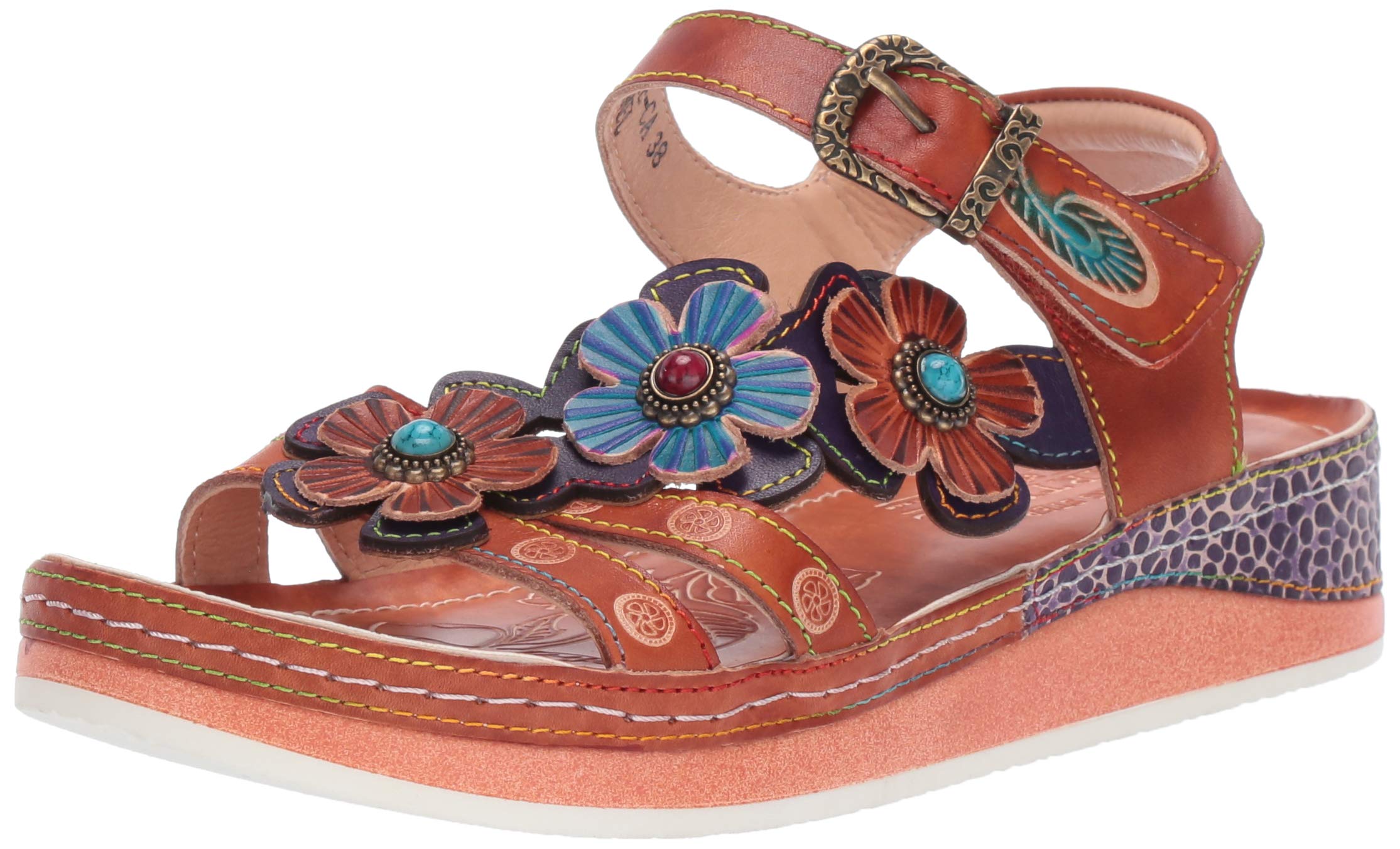 L'Artiste Women's Goodie Leather Ankle Strap Sandals - Comfortable & Stylish Summer Shoes for Walking, Beach, and Casual Outings