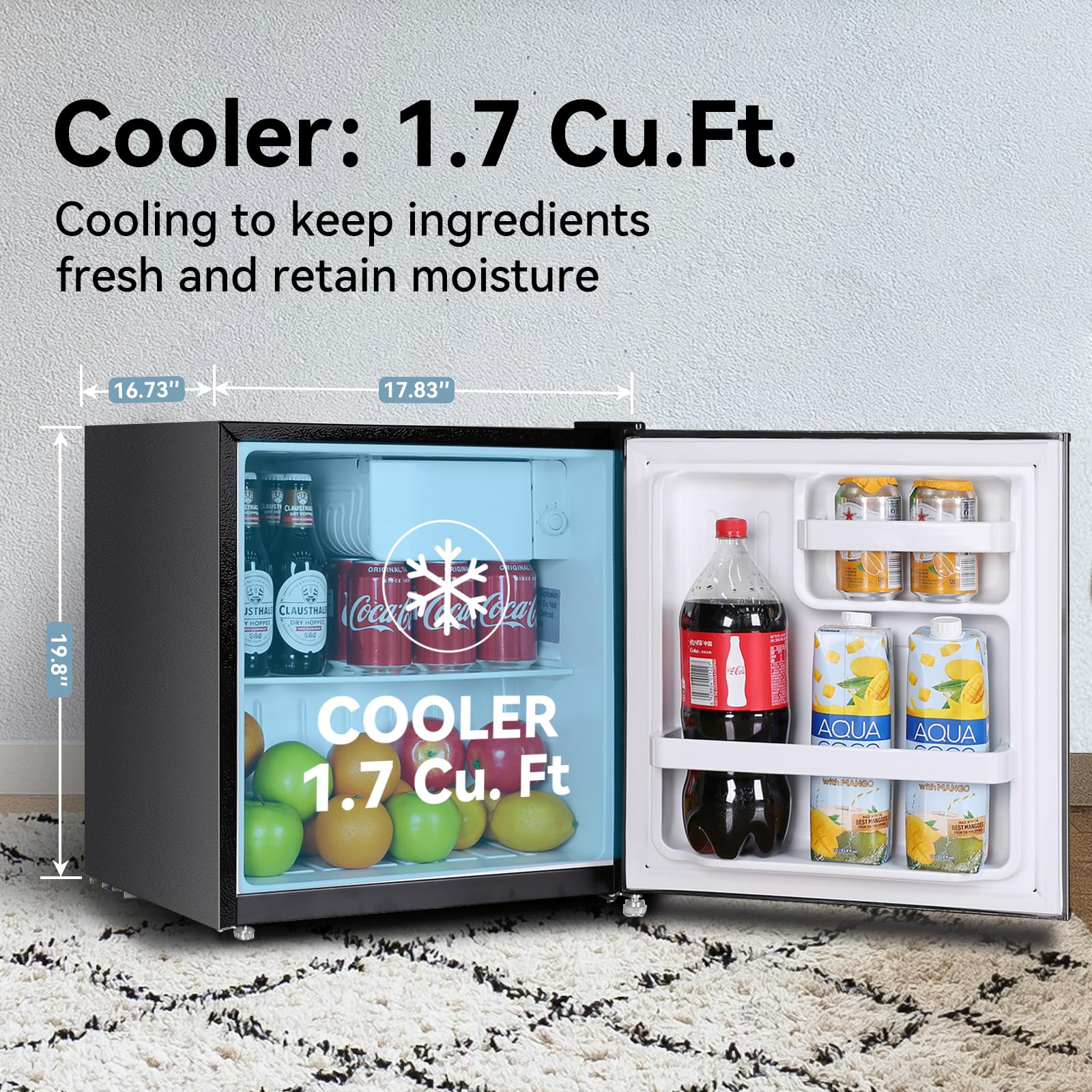 Frestec 1.7 Cu.Ft Compact Mini Fridge with Freezer - Stainless Steel Small Refrigerator for Dorm, Office, Apartment & Bedroom | Perfect for Snacks, Drinks & Personal Food Storage