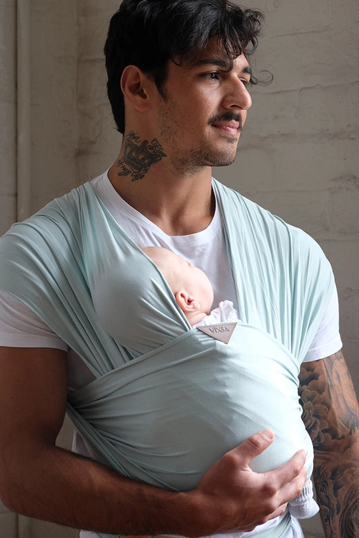 VIXSA Baby Wrap Carrier - Soft & Breathable Sage Green Sling for Newborns to Toddlers - Perfect for Hands-Free Parenting, Shopping & Outdoor Adventures