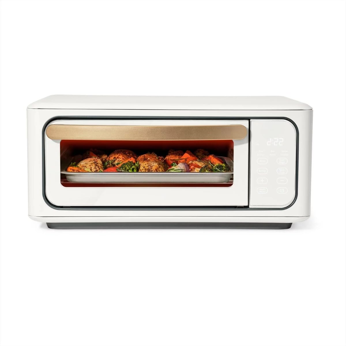 Drew Barrymore 1800W 9-Slice Infrared Air Fryer Toaster Oven in White - Perfect for Healthy Cooking, Baking, and Family Meals