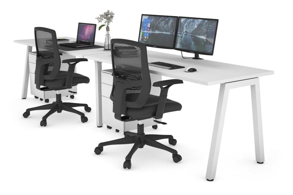 Dual Workstation Office Desk for 2 People - 1400L x 700W Dimensions - Perfect for Shared Workspaces, Home Offices & Collaborative Environments