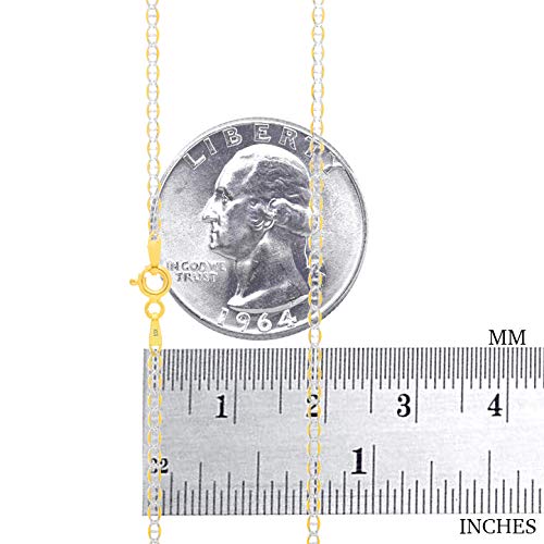 10k Real Yellow Gold Solid Mariner 2mm Anchor Chain Pave Diamond Cut Necklace for Men & Women - 16