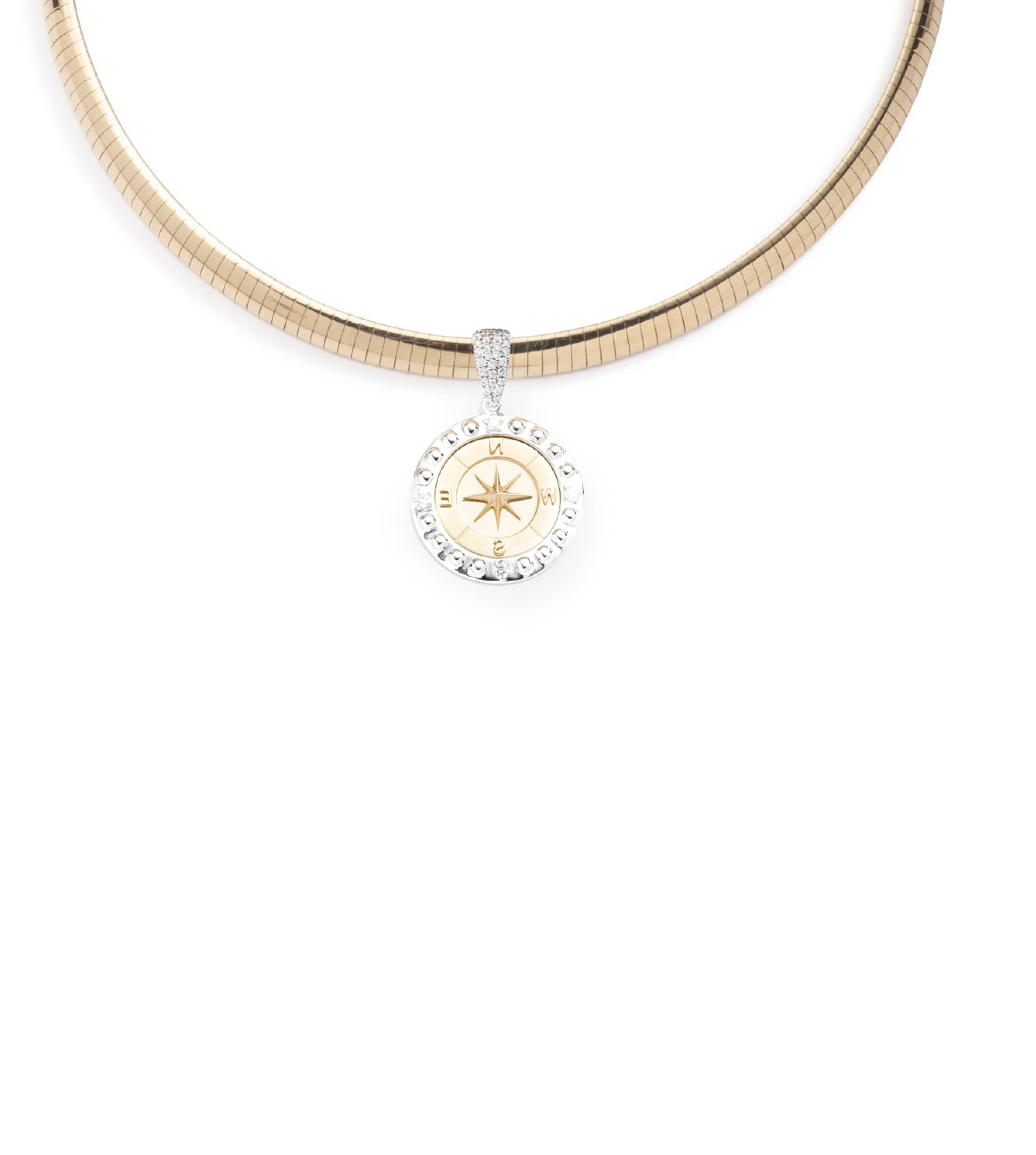 Internal Compass Medium Sleek Collar Necklace - Elegant Women's Fashion Jewelry for Office, Party & Everyday Wear
