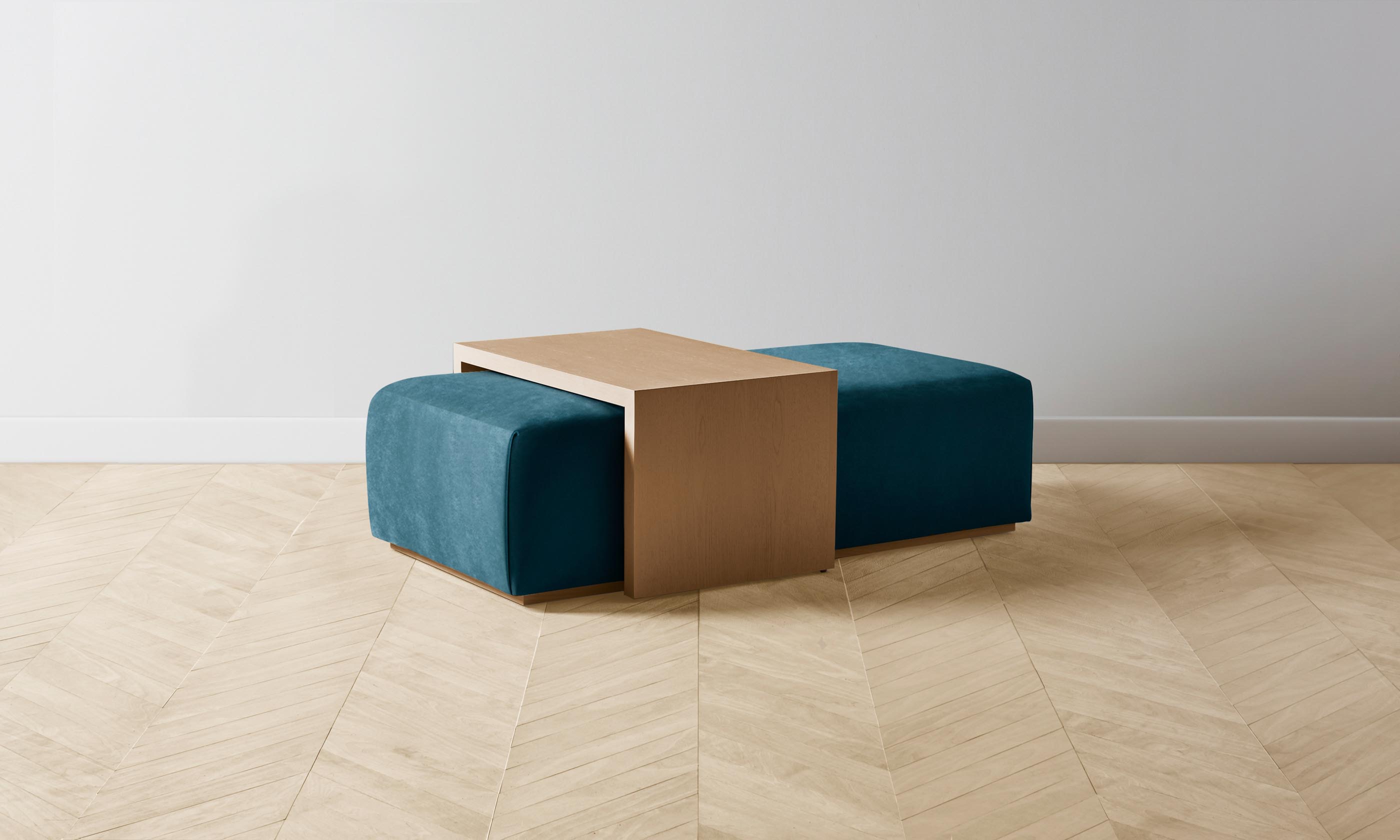 The Bowery Ottoman - Performance Velvet Lagoon Blue Storage Bench for Living Room, Bedroom & Entryway - Stylish Footrest & Seating Solution for Home Decor