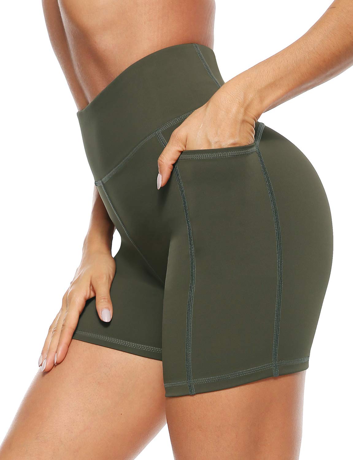 AFITNE Women's High Waist Biker Shorts with Pockets - Tummy Control Workout Shorts for Running, Yoga & Gym - Perfect for Fitness, Lounge & Everyday Wear