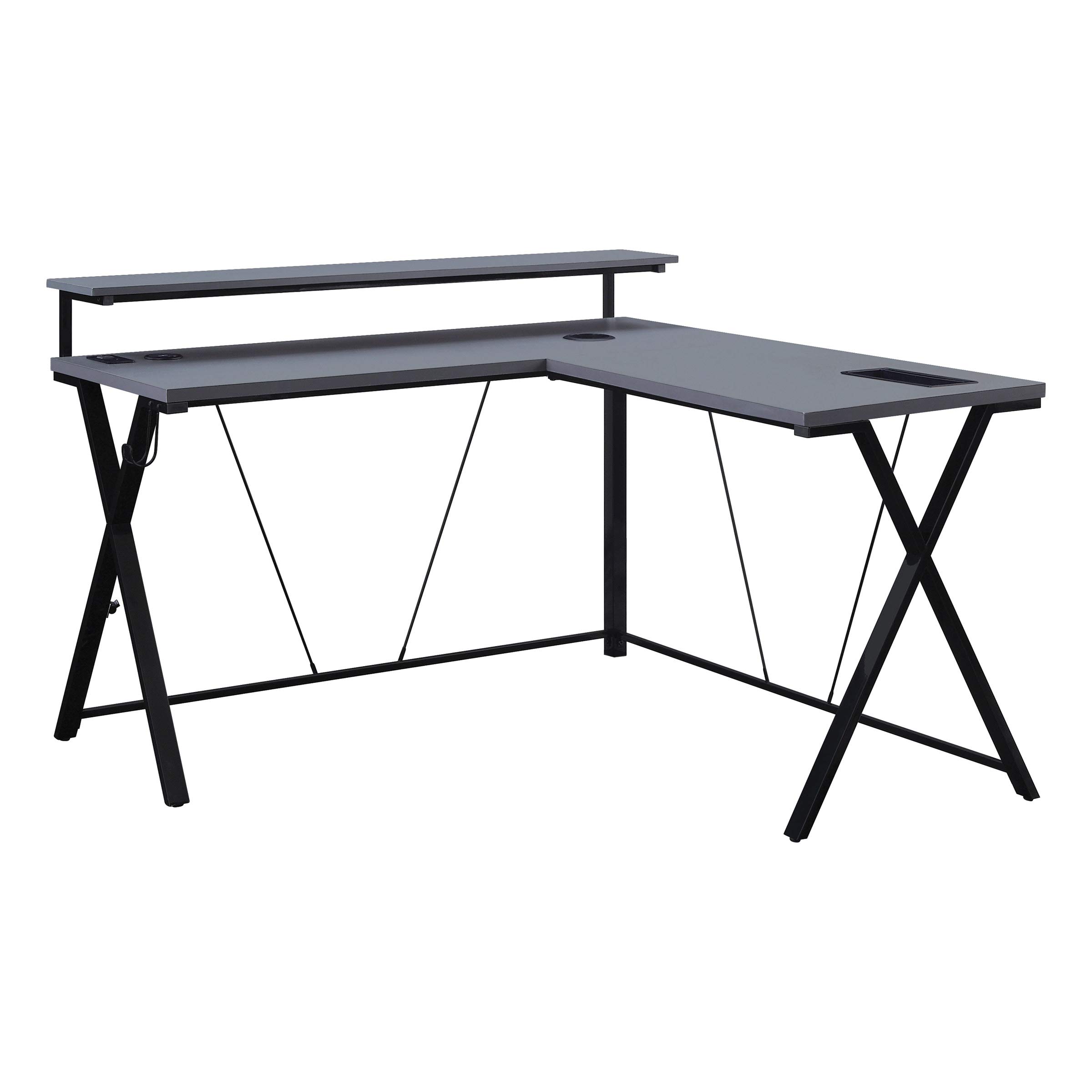 OSP Home Furnishings L-Shaped Gaming Desk with RGB LED Lights - Ergonomic Computer Desk for Gamers & Streamers, Black | Perfect for Gaming Setups, Home Office & Esports Battlestations