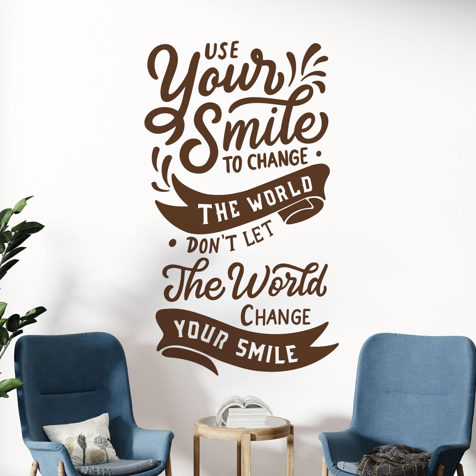 Inspirational 'Use Your Smile to Change The World' Wall Decal Sticker - Chocolate Brown Vinyl Quote for Home, Office & Nursery Decor