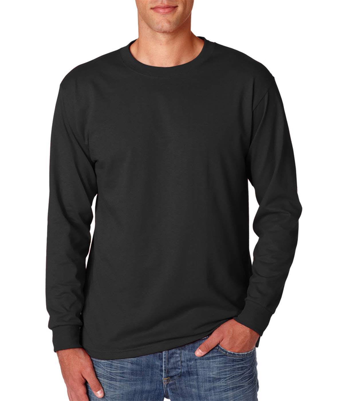 Jerzees 5.6 oz. 50/50 Heavyweight Blend Long-Sleeve T-Shirt for Men - Comfortable Cotton Polyester Crewneck Shirt for Work, Casual Wear & Outdoor Activities