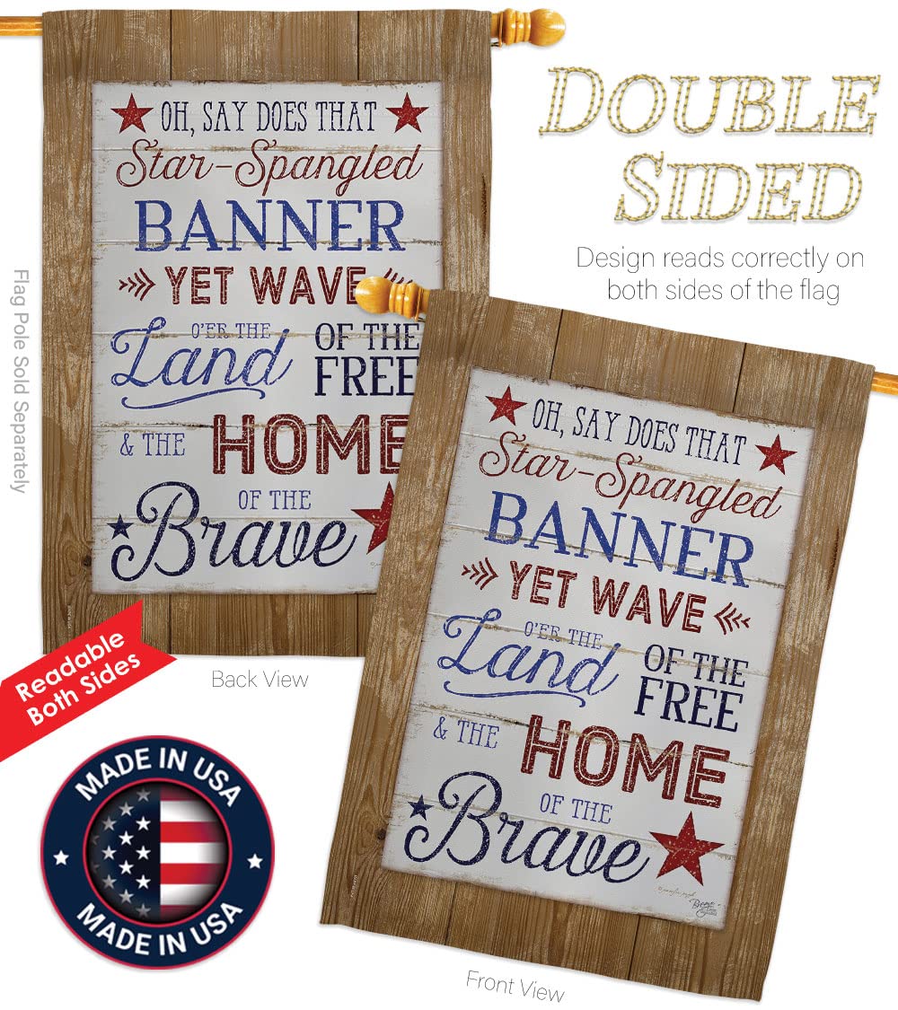 Patriotic Americana House Flag Set 28x40in w/Flagpole for Outdoor Decor
