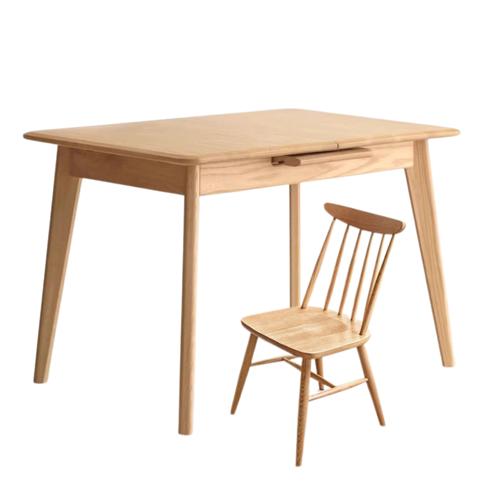 Solid Oak & Ash Wood Nordic Wall Mounted Extendable Dining Table - Space Saving Retractable Design for Small Apartments & Modern Homes